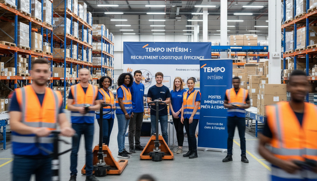 Entrepôt logistique dynamique avec des équipes de préparateurs de commandes.